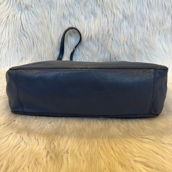 Tory Burch Amanda Pebbled Leather Easy Tote Bag Shoulder Bag Night Sky Blue - Picture 7 of 10